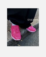 LA SXEPPA Pink shoe worn on foot, SXEPPA editorial