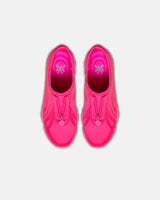 LA SXEPPA Pink shoe, top-down view of the pair with the chrome medallion at the toe